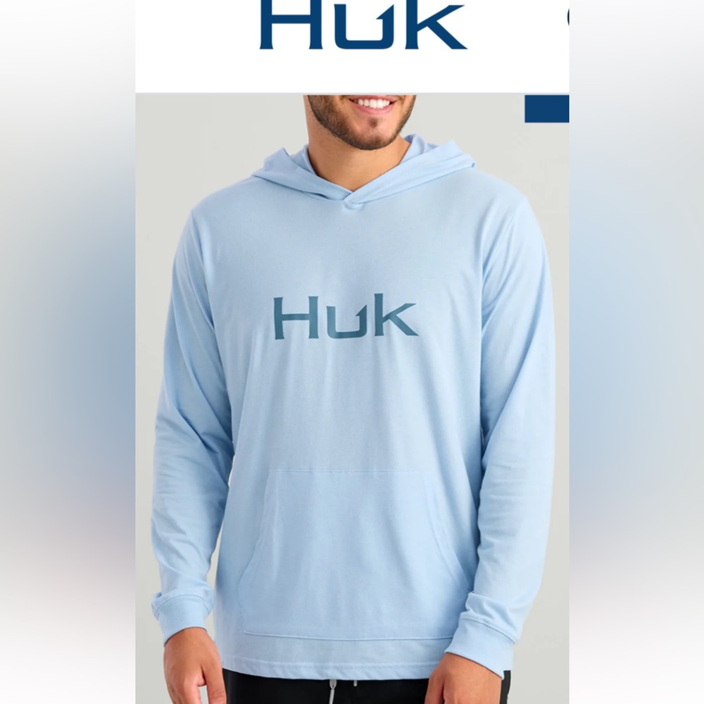 HUK Mens Pursuit Vented Long Sleeve Hoodie, Fishing Shirt with Hood